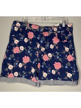 Copper Flash Floral Jean Shorts 16W Plus Size Denim High Rise Stretch Casual
